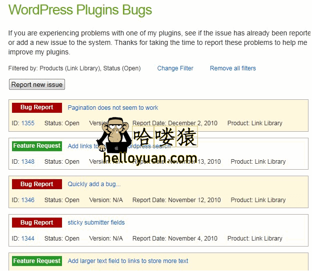 WordPress 意见/Bug反馈系统